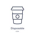 Linear disposable paper cup icon from Food outline collection. Thin line disposable paper cup icon isolated on white background. Royalty Free Stock Photo