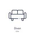 Linear divan icon from Furniture outline collection. Thin line divan icon isolated on white background. divan trendy illustration