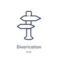 Linear divarication icon from Maps and Flags outline collection. Thin line divarication icon isolated on white background.