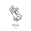 Linear diving icon from Activity and hobbies outline collection. Thin line diving vector isolated on white background. diving Royalty Free Stock Photo