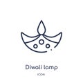 Linear diwali lamp icon from India outline collection. Thin line diwali lamp icon isolated on white background. diwali lamp trendy