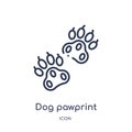 Linear dog pawprint icon from Charity outline collection. Thin line dog pawprint vector isolated on white background. dog pawprint