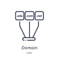 Linear domain icon from Internet security and networking outline collection. Thin line domain icon isolated on white background.