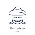 Linear don quixote icon from Education outline collection. Thin line don quixote vector isolated on white background. don quixote Royalty Free Stock Photo