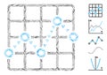 Linear Dotted Line Grid Plot Icon Vector Mosaic