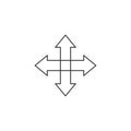 Linear Double arrow icon in four direction. Web navigation. Simple outline element vector illustration on white background