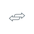 Linear Double arrow icon in four direction. Web navigation. Simple outline element vector illustration on white background