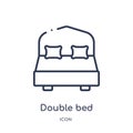 Linear double bed icon from Accommodation outline collection. Thin line double bed icon isolated on white background. double bed