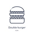 Linear double burger icon from Food outline collection. Thin line double burger icon isolated on white background. double burger