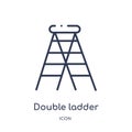 Linear double ladder icon from Construction outline collection. Thin line double ladder vector isolated on white background.