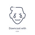 Linear downcast with sweat emoji icon from Emoji outline collection. Thin line downcast with sweat emoji vector isolated on white