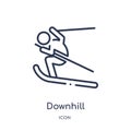 Linear downhill icon from Activity and hobbies outline collection. Thin line downhill vector isolated on white background.