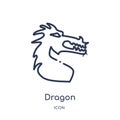 Linear dragon icon from Asian outline collection. Thin line dragon vector isolated on white background. dragon trendy illustration