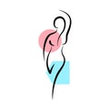 Linear drawing nude woman body. Beauty female abstract sketch art style. Outline girl slim and neat figure. Vector