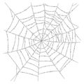Linear drawing of spider web with dew droplets isolated on white Royalty Free Stock Photo