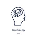 Linear dreaming icon from Brain process outline collection. Thin line dreaming vector isolated on white background. dreaming