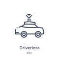 Linear driverless autonomous car icon from Artificial intellegence and future technology outline collection. Thin line driverless
