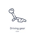 Linear driving gear controls icon from Mechanicons outline collection. Thin line driving gear controls icon isolated on white Royalty Free Stock Photo