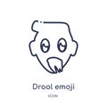 Linear drool emoji icon from Emoji outline collection. Thin line drool emoji vector isolated on white background. drool emoji