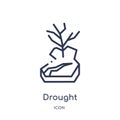 Linear drought icon from Meteorology outline collection. Thin line drought icon isolated on white background. drought trendy