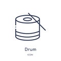 Linear drum icon from Brazilia outline collection. Thin line drum vector isolated on white background. drum trendy illustration
