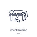 Linear drunk human icon from Feelings outline collection. Thin line drunk human vector isolated on white background. drunk human