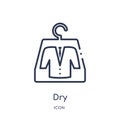 Linear dry icon from Cleaning outline collection. Thin line dry vector isolated on white background. dry trendy illustration Royalty Free Stock Photo