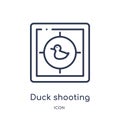 Linear duck shooting icon from Entertainment outline collection. Thin line duck shooting icon isolated on white background. duck