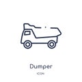 Linear dumper icon from Construction tools outline collection. Thin line dumper vector isolated on white background. dumper trendy