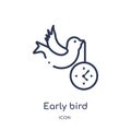 Linear early bird icon from Crowdfunding outline collection. Thin line early bird vector isolated on white background. early bird Royalty Free Stock Photo