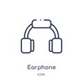 Linear earphone icon from Electronic devices outline collection. Thin line earphone vector isolated on white background. earphone Royalty Free Stock Photo