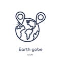 Linear earth gobe icon from Maps and Flags outline collection. Thin line earth gobe icon isolated on white background. earth gobe