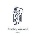 Linear earthquake and home icon from Meteorology outline collection. Thin line earthquake and home icon isolated on white Royalty Free Stock Photo