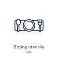 Linear eating utensils icon from Hotel and restaurant outline collection. Thin line eating utensils icon isolated on white Royalty Free Stock Photo