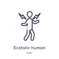 Linear ecstatic human icon from Feelings outline collection. Thin line ecstatic human vector isolated on white background.