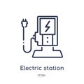 Linear electric station icon from Ecology outline collection. Thin line electric station vector isolated on white background.