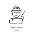 Linear electrician icon from Electrian connections outline collection. Thin line electrician vector isolated on white background. Royalty Free Stock Photo