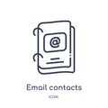 Linear email contacts icon from Business outline collection. Thin line email contacts icon isolated on white background. email