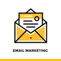 Linear email marketing icon for startup business. Pictogram in outline style. Vector flat line icon suitable for mobile apps, webs