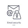 Linear email security icon from Internet security and networking outline collection. Thin line email security icon isolated on