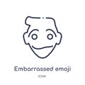 Linear embarrassed emoji icon from Emoji outline collection. Thin line embarrassed emoji vector isolated on white background.