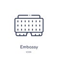 Linear embassy icon from Buildings outline collection. Thin line embassy vector isolated on white background. embassy trendy