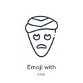 Linear emoji with head-bandage emoji icon from Emoji outline collection. Thin line emoji with head-bandage emoji vector isolated