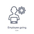 Linear employee going to work icon from Business outline collection. Thin line employee going to work icon isolated on white