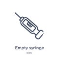 Linear empty syringe icon from Dentist outline collection. Thin line empty syringe icon isolated on white background. empty