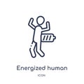 Linear energized human icon from Feelings outline collection. Thin line energized human vector isolated on white background.