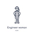Linear engineer woman icon from Ladies outline collection. Thin line engineer woman icon isolated on white background. engineer