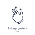 Linear enlarge gesture icon from Hands and guestures outline collection. Thin line enlarge gesture icon isolated on white