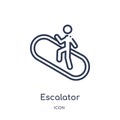 Linear escalator icon from Accommodation outline collection. Thin line escalator icon isolated on white background. escalator