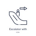 Linear escalator with right arrow icon from Airport terminal outline collection. Thin line escalator with right arrow vector